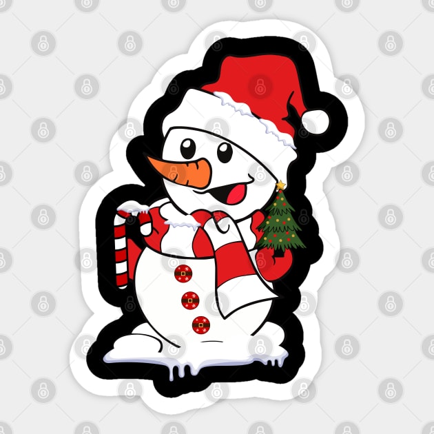 Funny Snowman Christmas Tree Xmas Gift Sticker by BadDesignCo